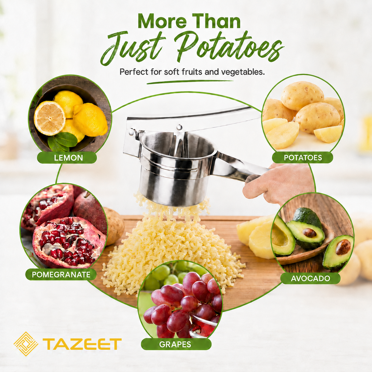 Stainless Steel Potato Ricer with Interchangeable Discs - product image 7
