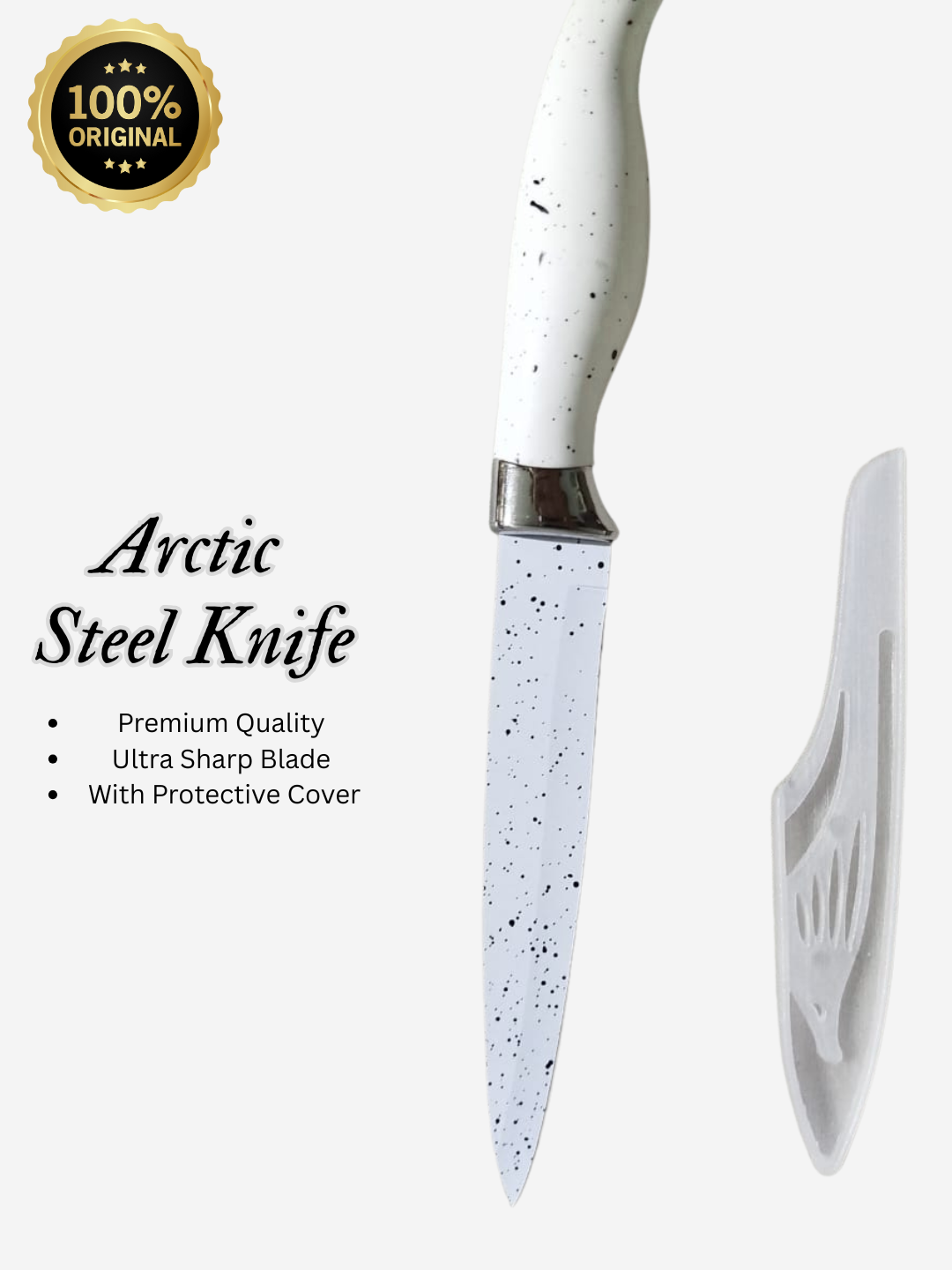 TAZEET Stainless Steel Vegetable & Fruit Knife - Ergonomic White & Black Handle for Kitchen Use