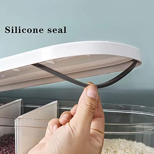 Multi-Functional Rice Barrel, Wall Mounted 5-Grid Grain Dispenser, 10kg Capacity, Easy Press, Transparent, Space-Saving Dry Food Container for Kitchen - Tazeet.com