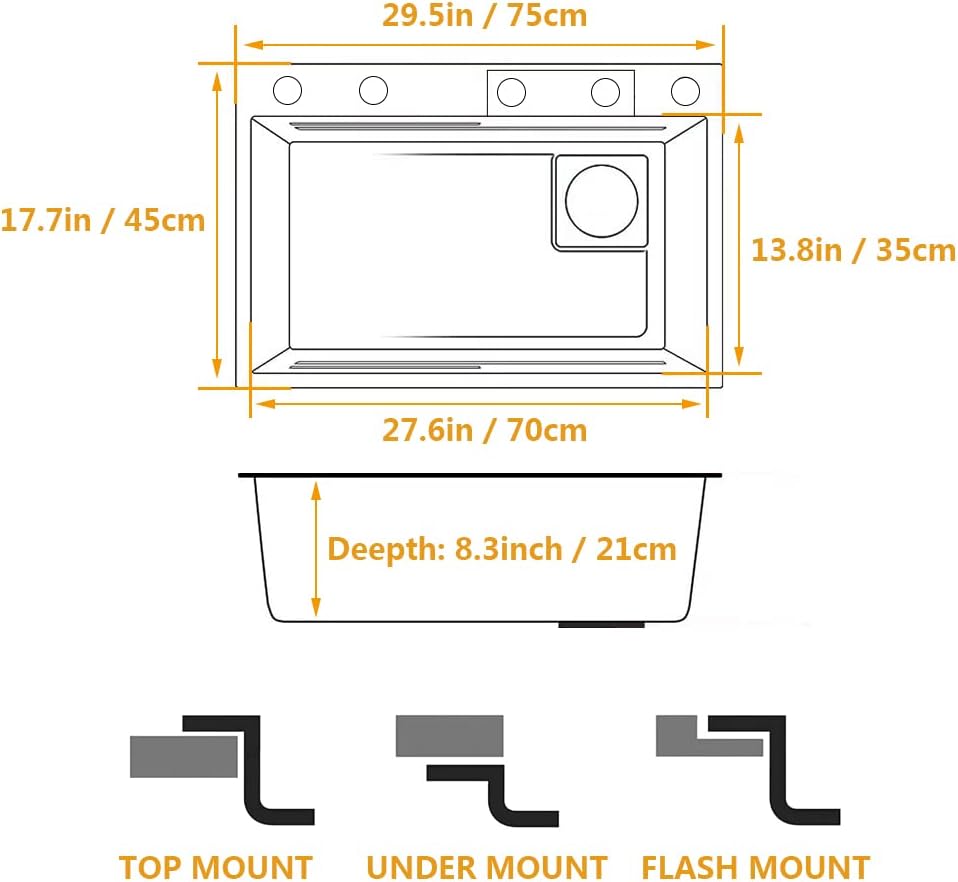 FIVIXIL Kitchen Sink Whale Digital Waterfall Sink with cup washer, soap dispenser, Flying Rain Waterfall Dispenser, Counter Controls, etc Workstation Kitchen Sink - Tazeet.com