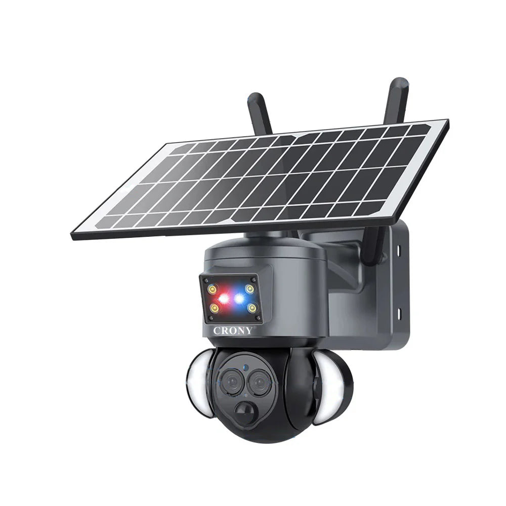 ST-558 Solar Dual Lens PTZ Wireless Camera | 3MP, 2K Resolution, 12X Zoom, IR Night Vision, 355° PTZ, Two-Way Audio, IP65 Waterproof - Tazeet.com