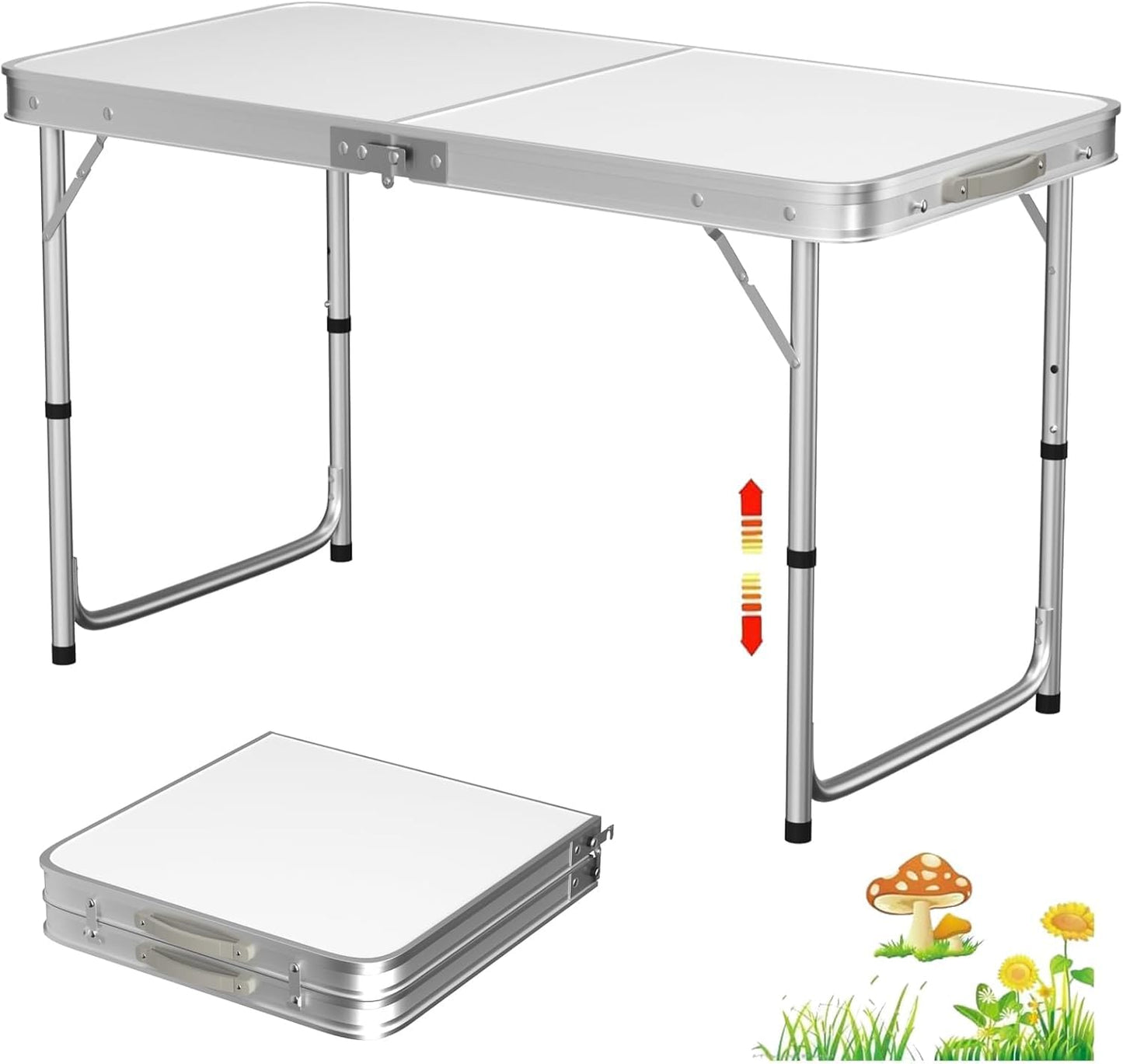 Folding Trestle Camping Table – Lightweight Aluminum Alloy Outdoor Picnic Table, Portable & Adjustable for BBQ, Parties & Travel (120×60×70cm, White) - Tazeet.com