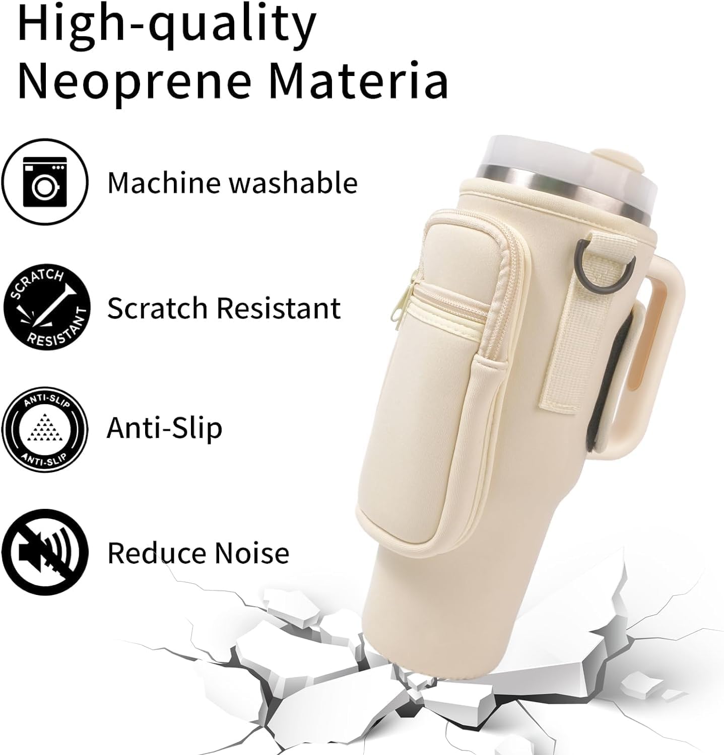 Stanley Mug Bag and Pouch with Adjustable Strap for Stanley 40oz and 30oz Tumbler – Neoprene Tumbler Bag with Phone Pocket, Scratch-Resistant Sleeve, Water Bottle Holder Accessories for Stanley - Tazeet.com