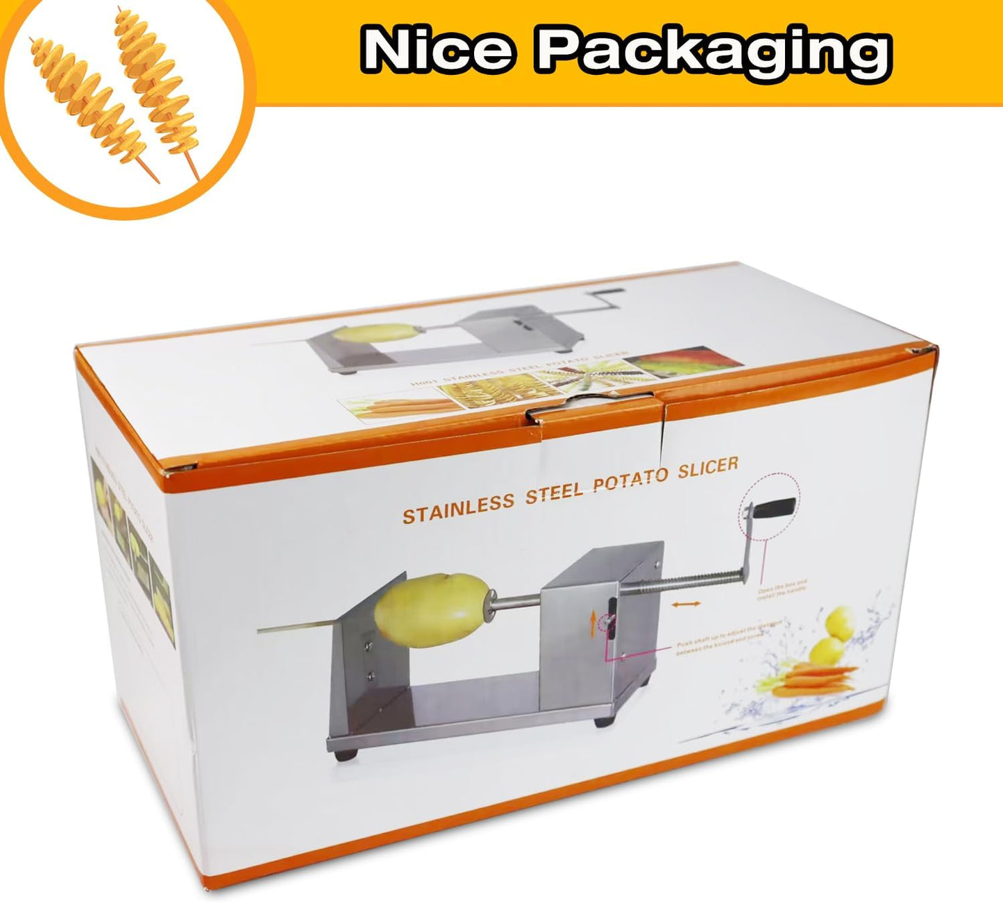 Tornado Potato Spiral Cutter, AITRAI Manual Stainless Steel Twisted Potato Curly Fry Cutter for Potatoes Carrots Cucumbers - Tazeet.com