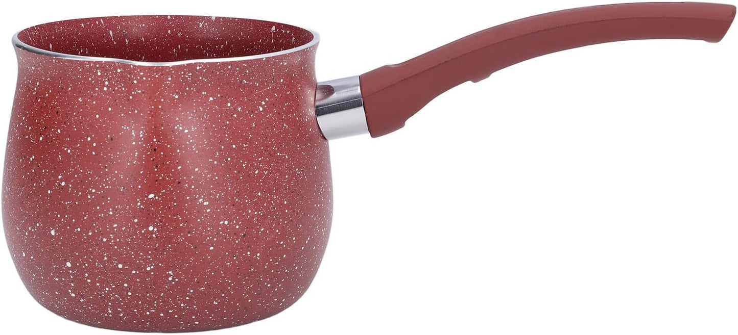 Tazeet Mini Milk Coffee Pot, Single Handle Milk Pan Nonstick Milk Pan with Handle Lightweight Aluminum Alloy Cooking Pot for Coffee Butter Chocolate 10cm(red) - Tazeet.com