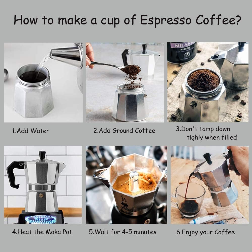 Tazeet 3-Cup Stovetop Espresso Maker Moka Pot – Classic Italian Espresso Coffee Maker, Durable & Easy to Clean - Tazeet.com