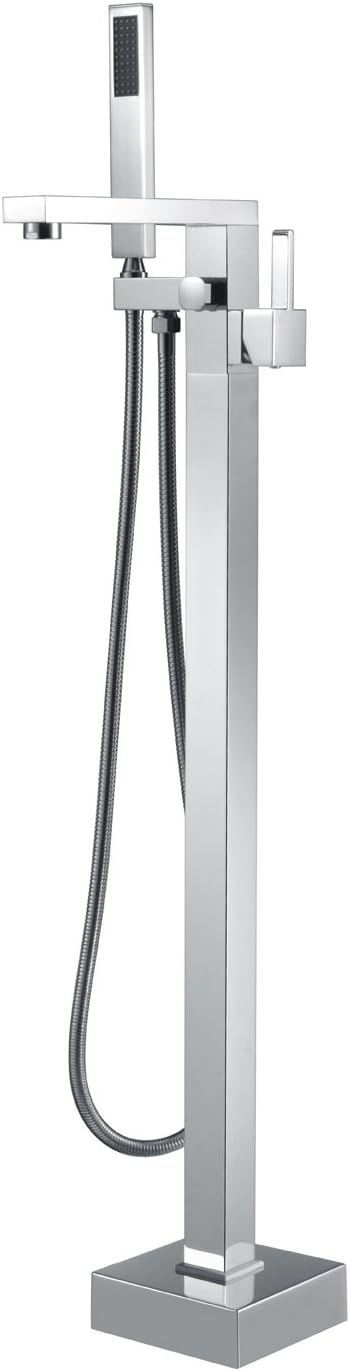 Artiqua Freestanding Bathtub Faucet Tub Filler - Black Floor Mount Brass Faucet with Single Handle & Hand Shower - Tazeet.com