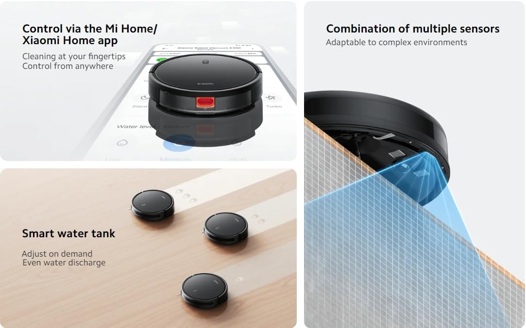 Xiaomi Mi Robot Vacuum E10C Black Versatile floor cleaning expert 3500Pa powerful suction fan blower 2600mAh nominal battery capacity - Tazeet.com