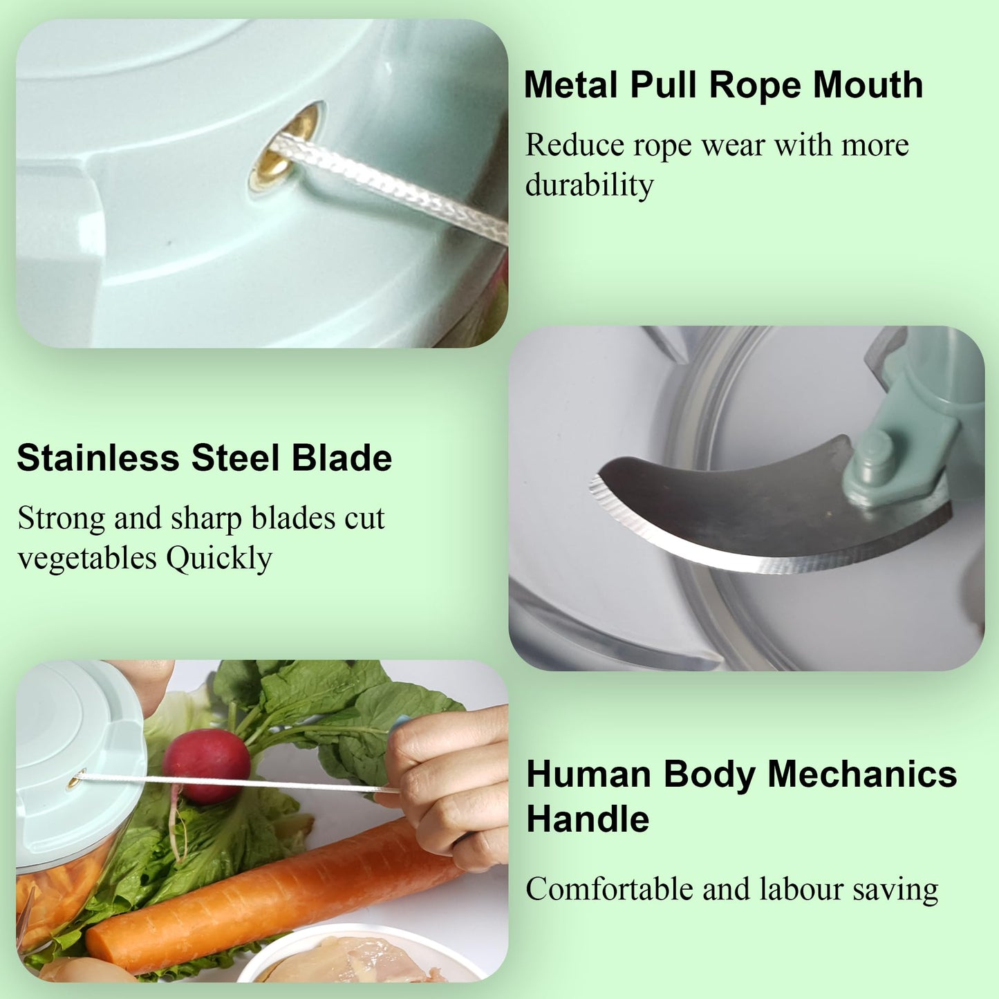 Tazeet 900Ml Upgraded Quality Manual Hand-Pulled Food Processor - Compact Portable String Vegetable Chopper for Small Kitchens, Quick Mincer for Vegetables, Garlic, Onions. Garlic Peeler Convinient - Tazeet.com