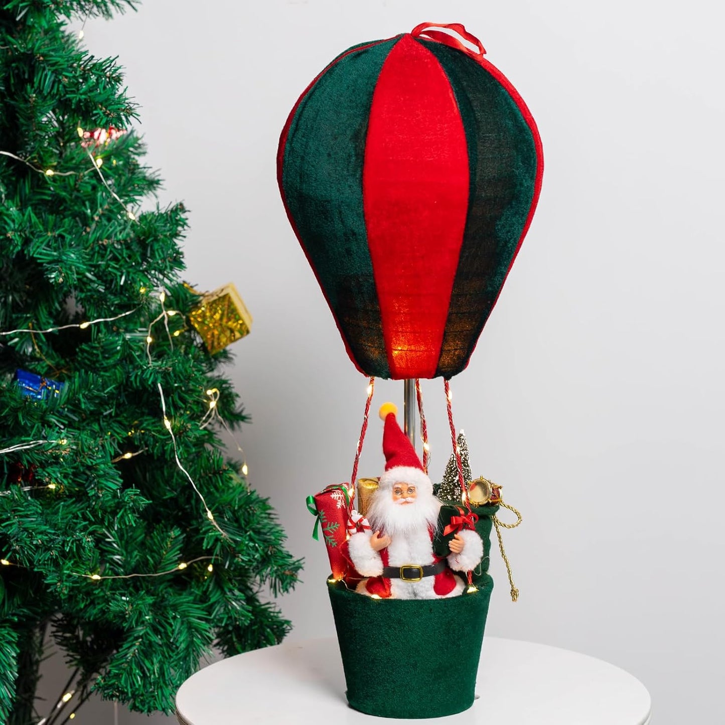 Christmas LED Musical Santa Claus Hot Air Balloon Decoration with Warm Lights & Music – Indoor/Outdoor Hanging Xmas Holiday Decor - Tazeet.com