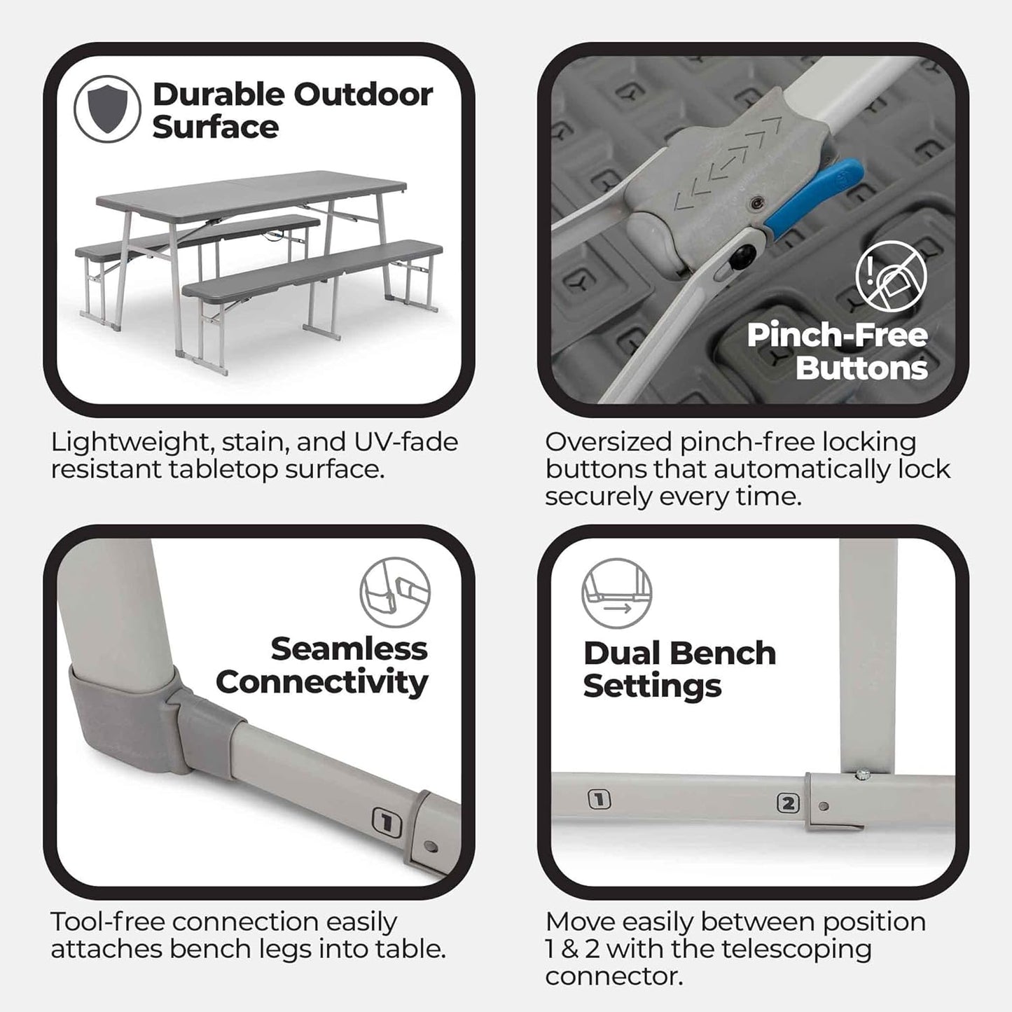 CORE 6-Foot Picnic Table 3-in-1 Combo – Folding Outdoor Table with Detachable Benches, Durable & Stain-Resistant - Tazeet.com