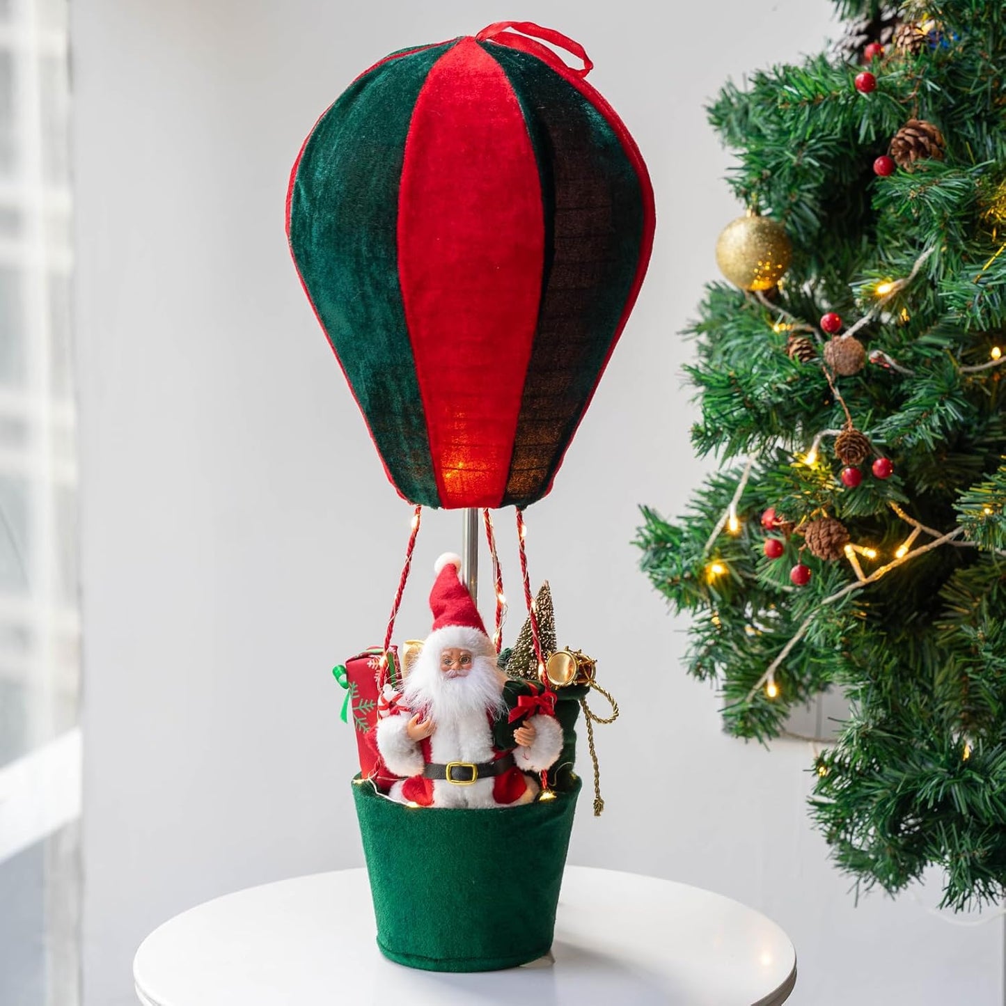 Christmas LED Musical Santa Claus Hot Air Balloon Decoration with Warm Lights & Music – Indoor/Outdoor Hanging Xmas Holiday Decor - Tazeet.com