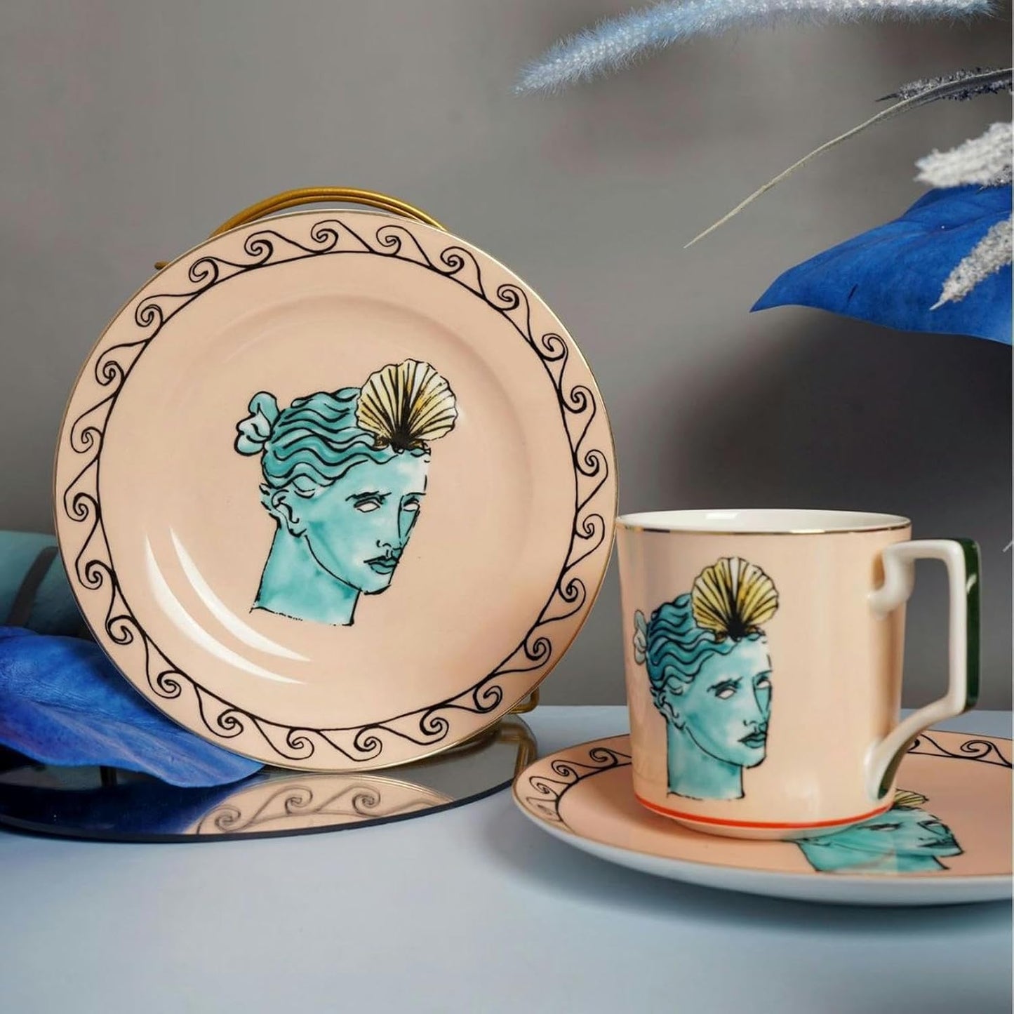 Ginori Mug Sea Blue – Il Viaggio di Nettuno Porcelain Mug with Gift Box, Inspired by Greco-Roman Mythology - Tazeet.com