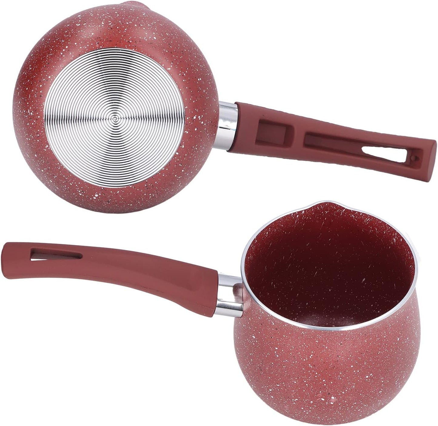 Tazeet Mini Milk Coffee Pot, Single Handle Milk Pan Nonstick Milk Pan with Handle Lightweight Aluminum Alloy Cooking Pot for Coffee Butter Chocolate 10cm(red) - Tazeet.com