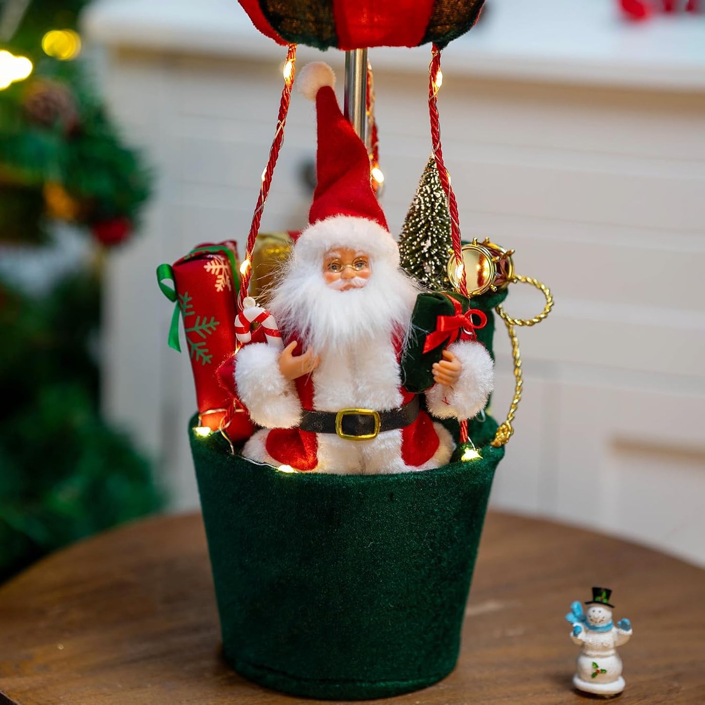Christmas LED Musical Santa Claus Hot Air Balloon Decoration with Warm Lights & Music – Indoor/Outdoor Hanging Xmas Holiday Decor - Tazeet.com