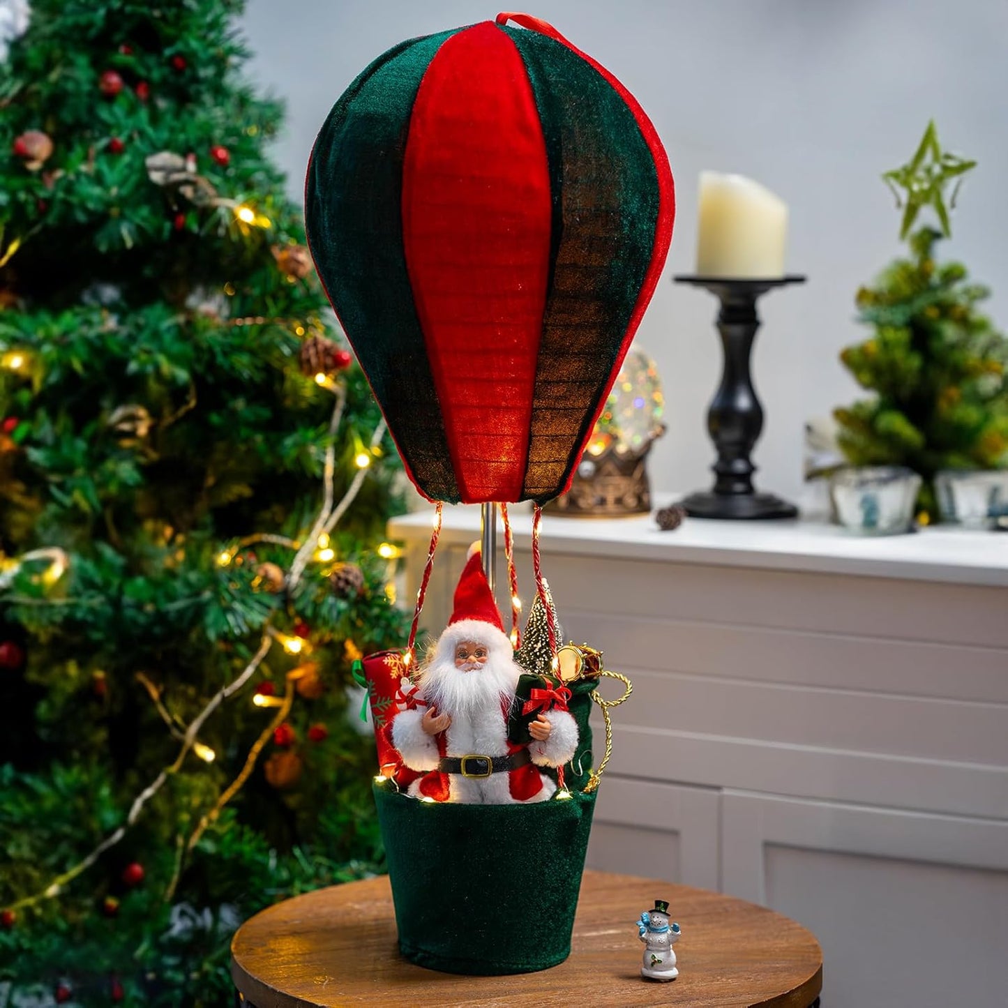 Christmas LED Musical Santa Claus Hot Air Balloon Decoration with Warm Lights & Music – Indoor/Outdoor Hanging Xmas Holiday Decor - Tazeet.com