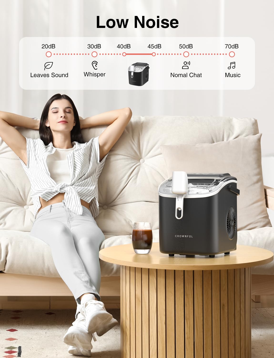 TAZEET Portable Ice Maker Machine – 12kg/24H, Self-Cleaning Countertop Ice Maker with Handle, Scoop & Basket – 9 Bullet Ice Cubes in 6 Mins – Ideal for Home, Office, Kitchen, Bar, Camping