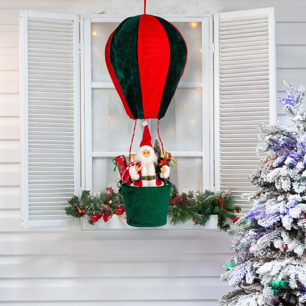Christmas LED Musical Santa Claus Hot Air Balloon Decoration with Warm Lights & Music – Indoor/Outdoor Hanging Xmas Holiday Decor - Tazeet.com