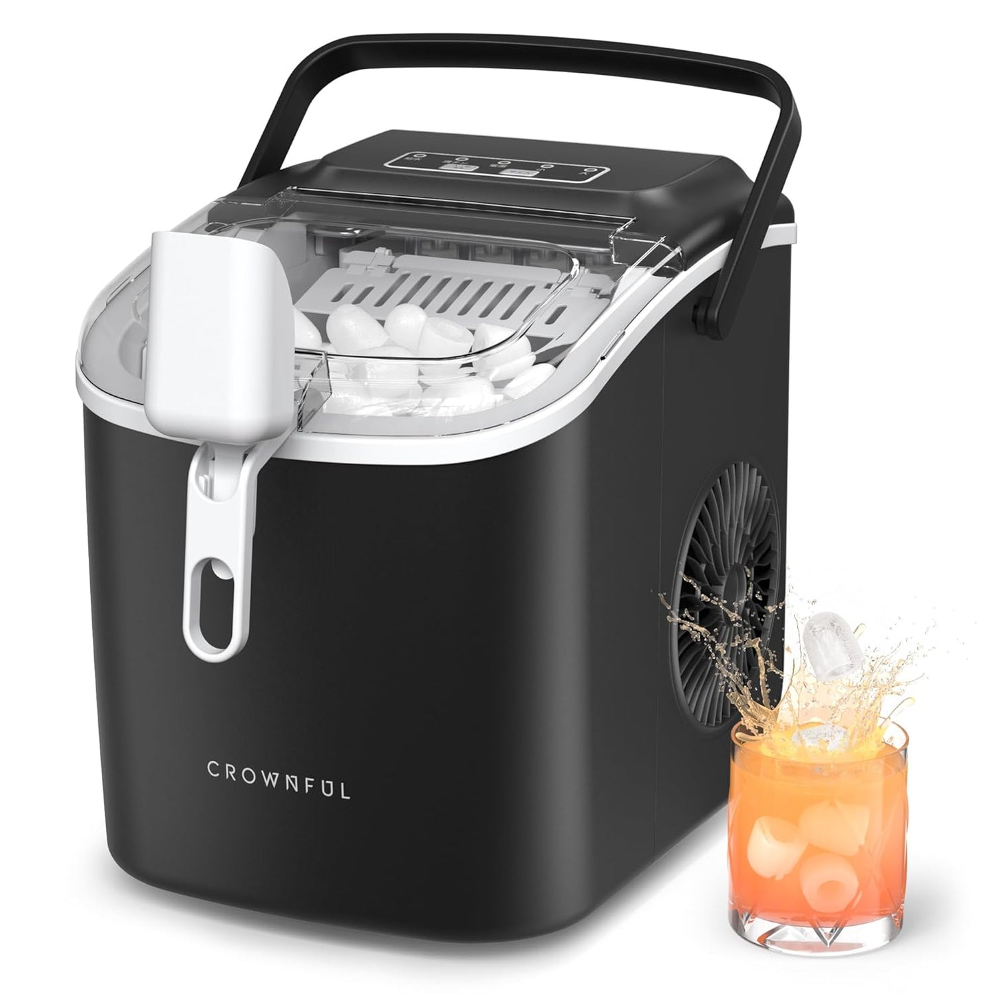 TAZEET Portable Ice Maker Machine – 12kg/24H, Self-Cleaning Countertop Ice Maker with Handle, Scoop & Basket – 9 Bullet Ice Cubes in 6 Mins – Ideal for Home, Office, Kitchen, Bar, Camping
