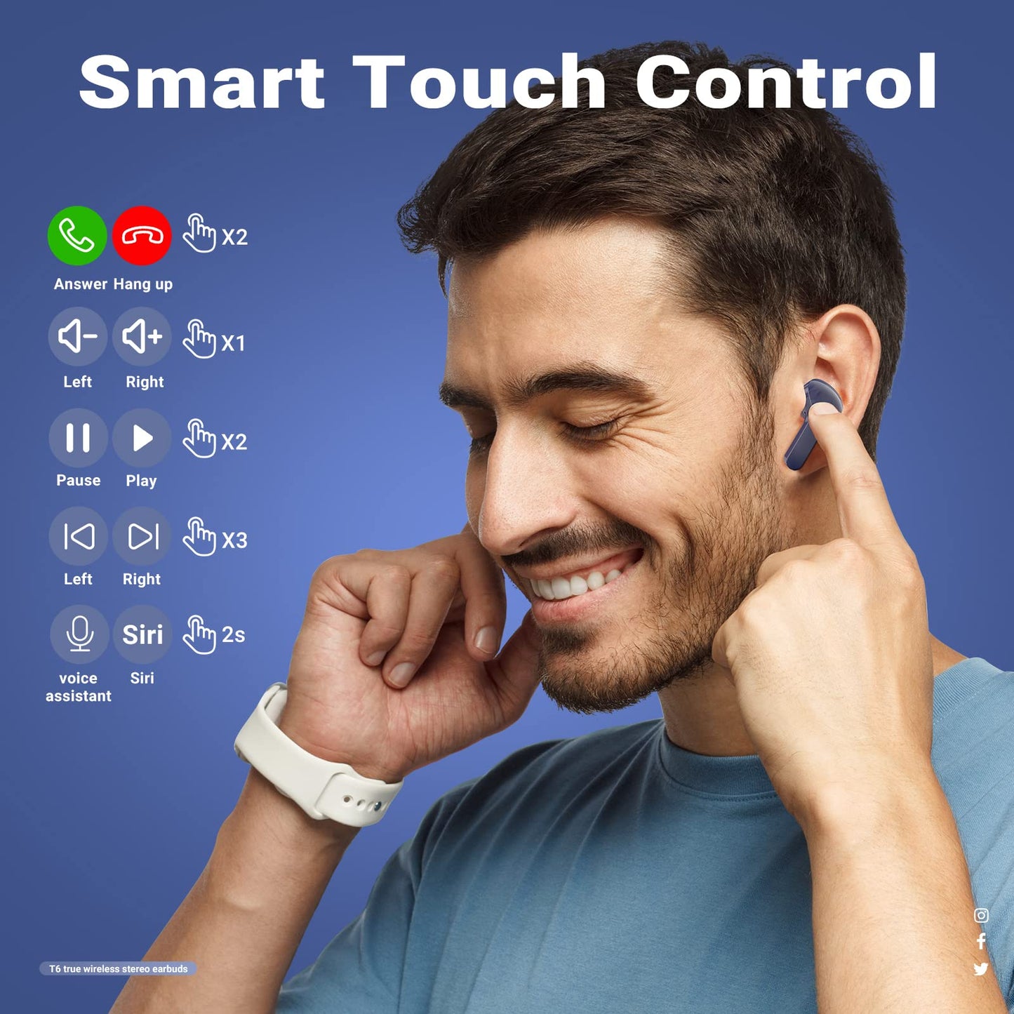 T6 Wireless Earbuds ENC Noise Cancelling, HiFi Stereo, LED Display & Mic - Tazeet.com