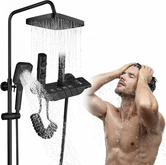 Piano Key Thermostatic Shower Set – Rain Shower Head, Hand