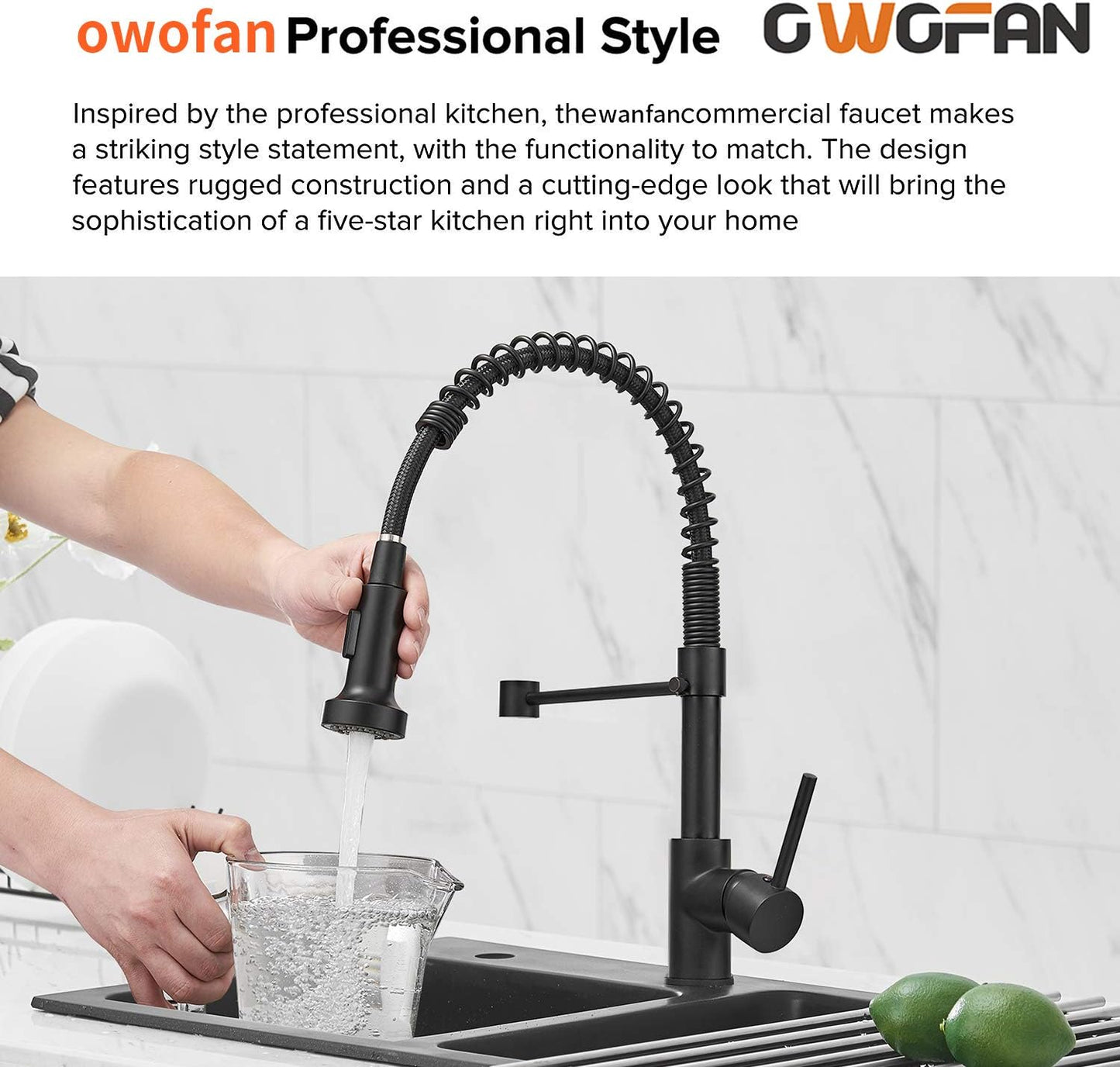 Matte Black, Silver, or Brushed Kitchen Faucet, SUS304 Stainless Steel Single Handle with Pull-Down Sprayer, Compact 15.7” Height, Lead-Free, Modern Industrial Design - Tazeet.com