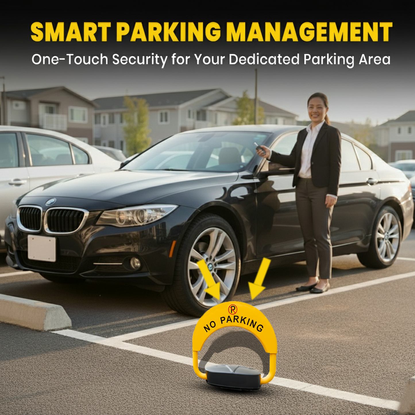 Remote Control Parking Lock with 110dB Alarm – Waterproof Parking Barrier