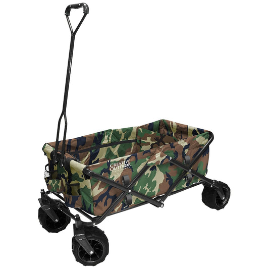 All-Terrain Folding Wagon with Steel Frame, Camo Print | 120 lbs Capacity | Creative Outdoor Distributor 900248-Camo - Tazeet.com