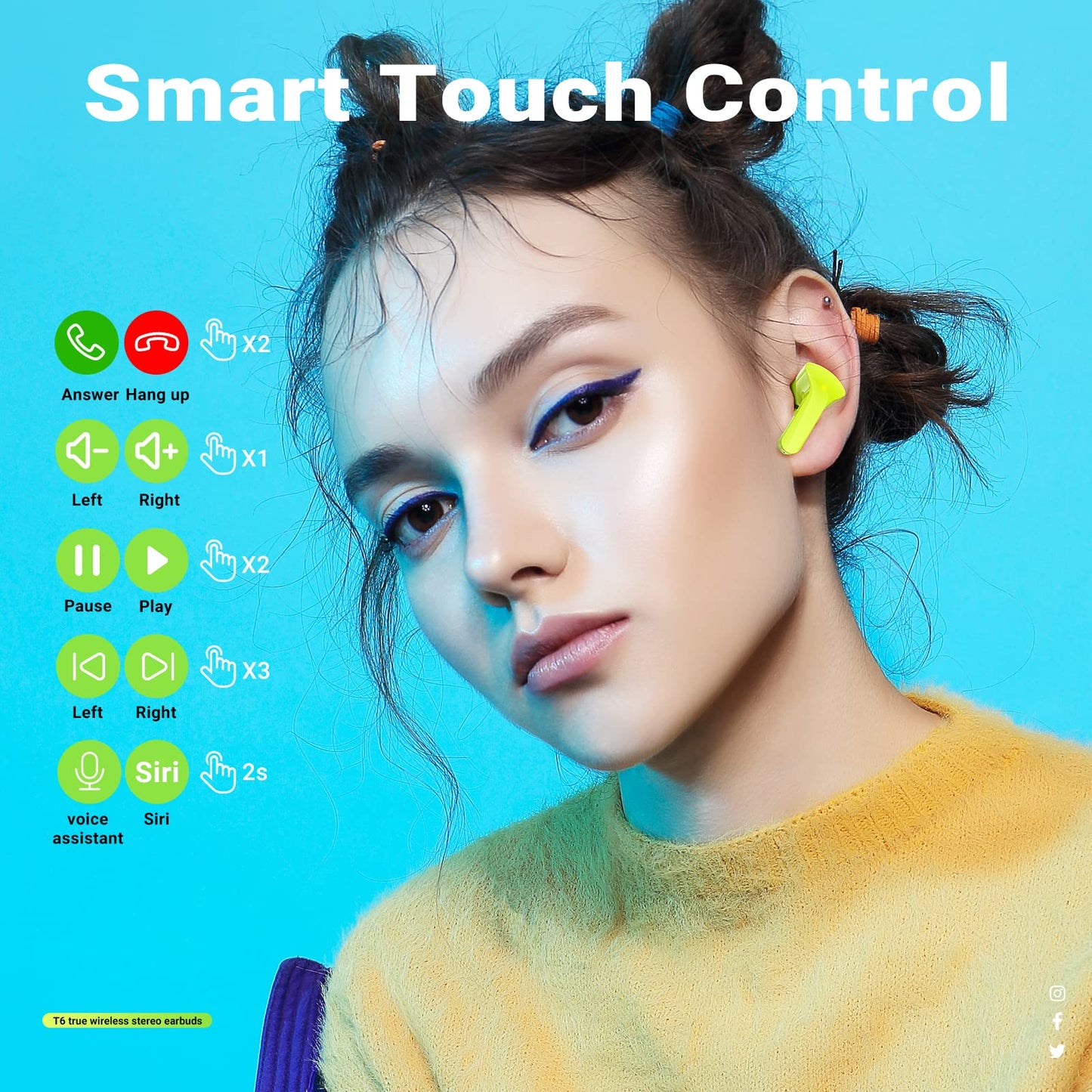 T6 Wireless Earbuds ENC Noise Cancelling, HiFi Stereo, LED Display & Mic - Tazeet.com