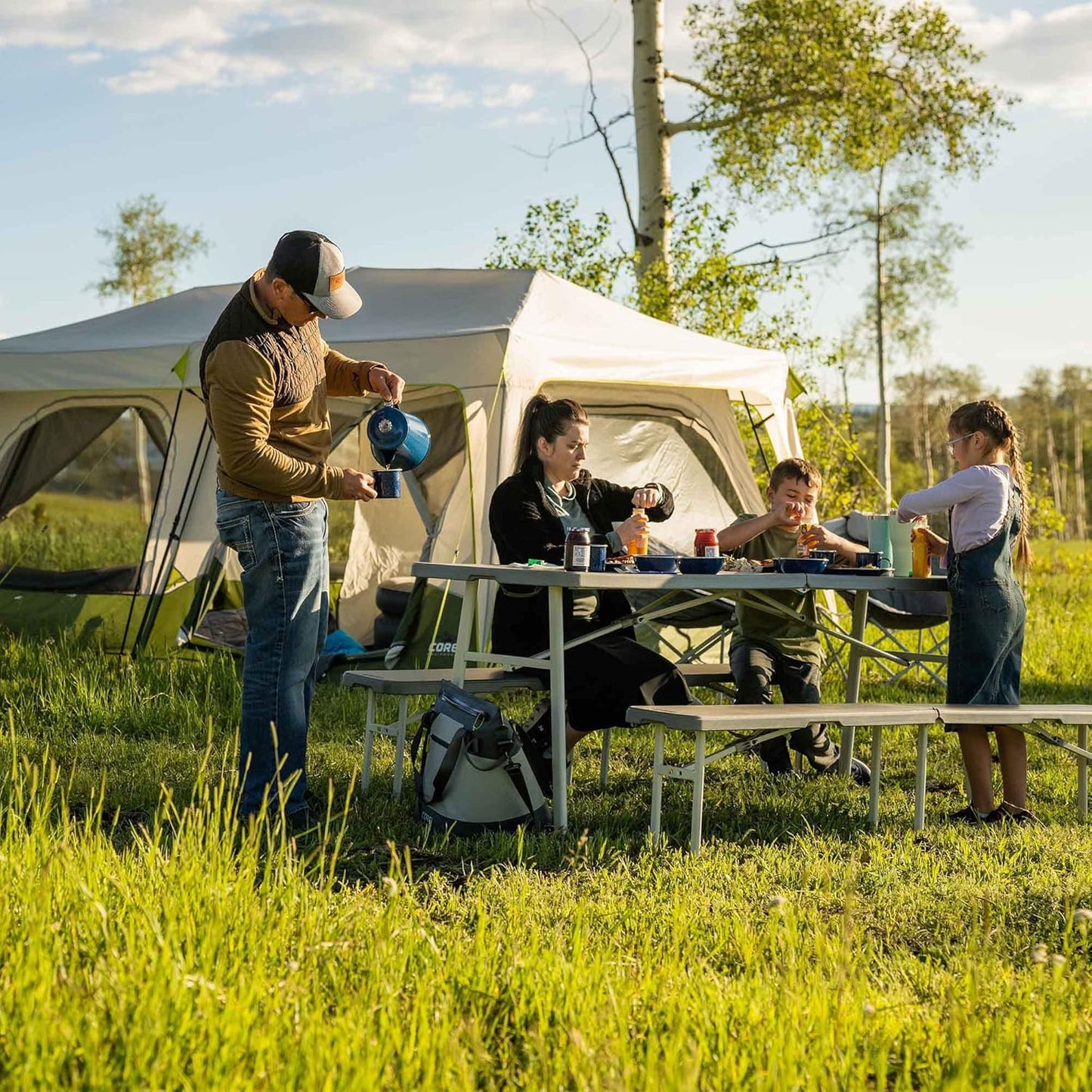 CORE 6-Foot Picnic Table 3-in-1 Combo – Folding Outdoor Table with Detachable Benches, Durable & Stain-Resistant - Tazeet.com