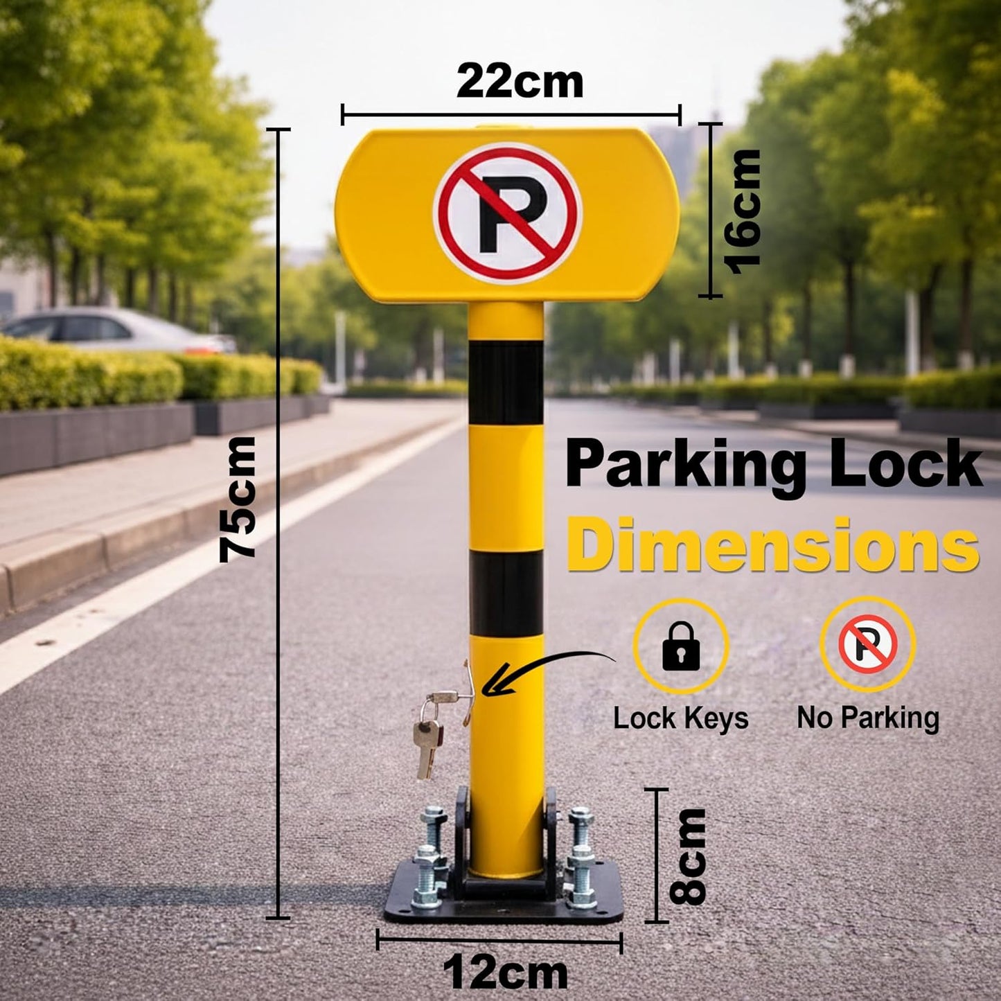 Manual Parking Space Lock 75cm – Yellow Ground-Mounted Car Barrier - image 14