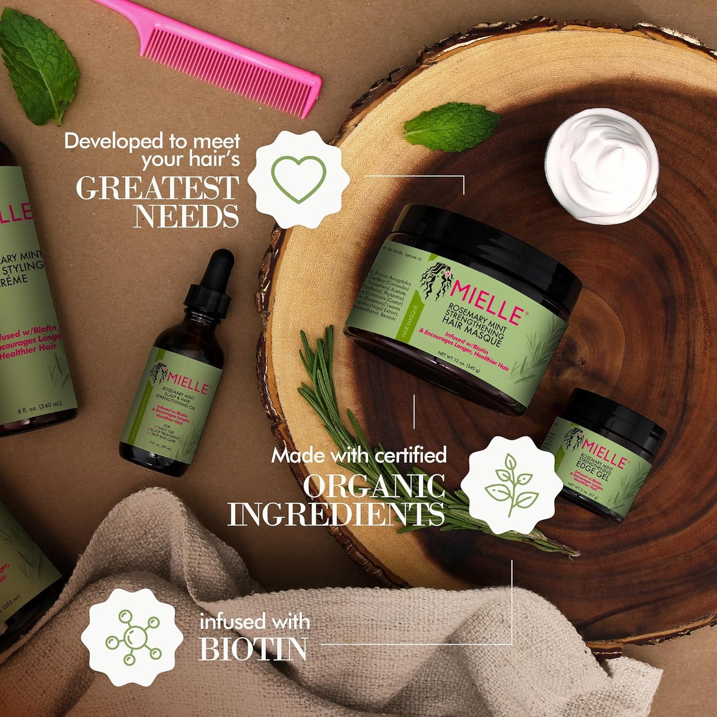 Mielle Organics Mielle Rosemary Mint Strengthening Hair Masque - Tazeet.com