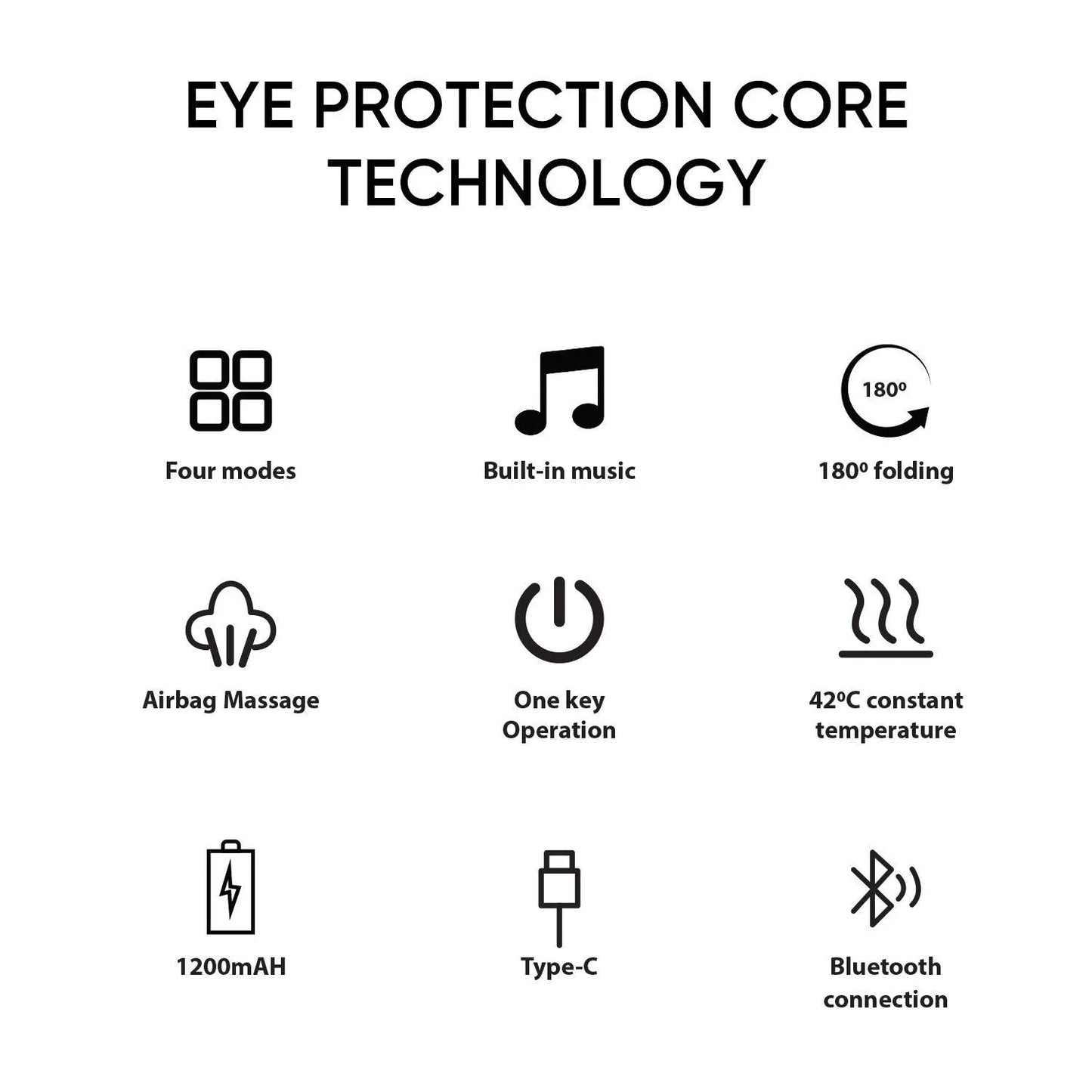 JC BUCKMAN Eye Soothe Massager | Eye Massager with Heat, Bluetooth Music, Air Bag Massage & 4 Modes | Relief for Migraines, Insomnia, Dark Circles & Dry Eyes | See-Through Design, 180° Folding - Tazeet.com