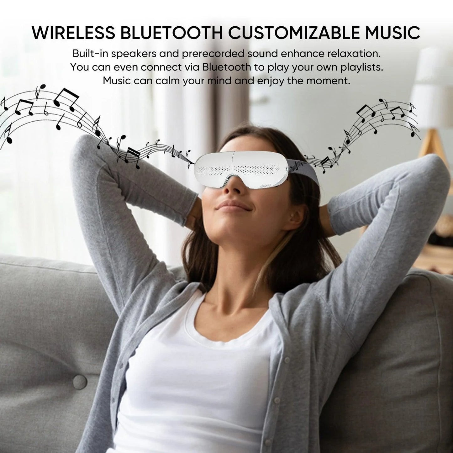 JC BUCKMAN Eye Soothe Massager | Eye Massager with Heat, Bluetooth Music, Air Bag Massage & 4 Modes | Relief for Migraines, Insomnia, Dark Circles & Dry Eyes | See-Through Design, 180° Folding - Tazeet.com