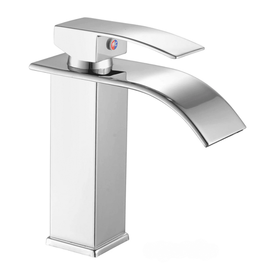 TAZEET Waterfall Bathroom Faucet – Stainless Steel Vanity Sink Faucet, Single Handle Basin Mixer Tap for Hot & Cold Water, Modern Short Design