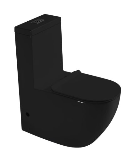 Compact Floor-Standing Toilet Azario Corsa AZ-2062S-MB – Rimless, Matte Black, with Microlift Lid - Tazeet.com