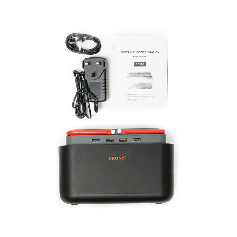 Portable Power Station – Model BS100, 120W Output with 45000mAh Battery and Solar Panel - Tazeet.com