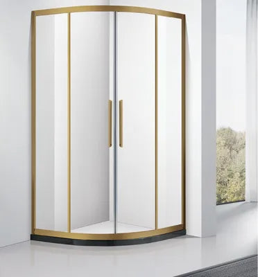 Gold SS Frame Shower Cubicle 3001-G – Tempered Glass Sliding Door - Tazeet.com