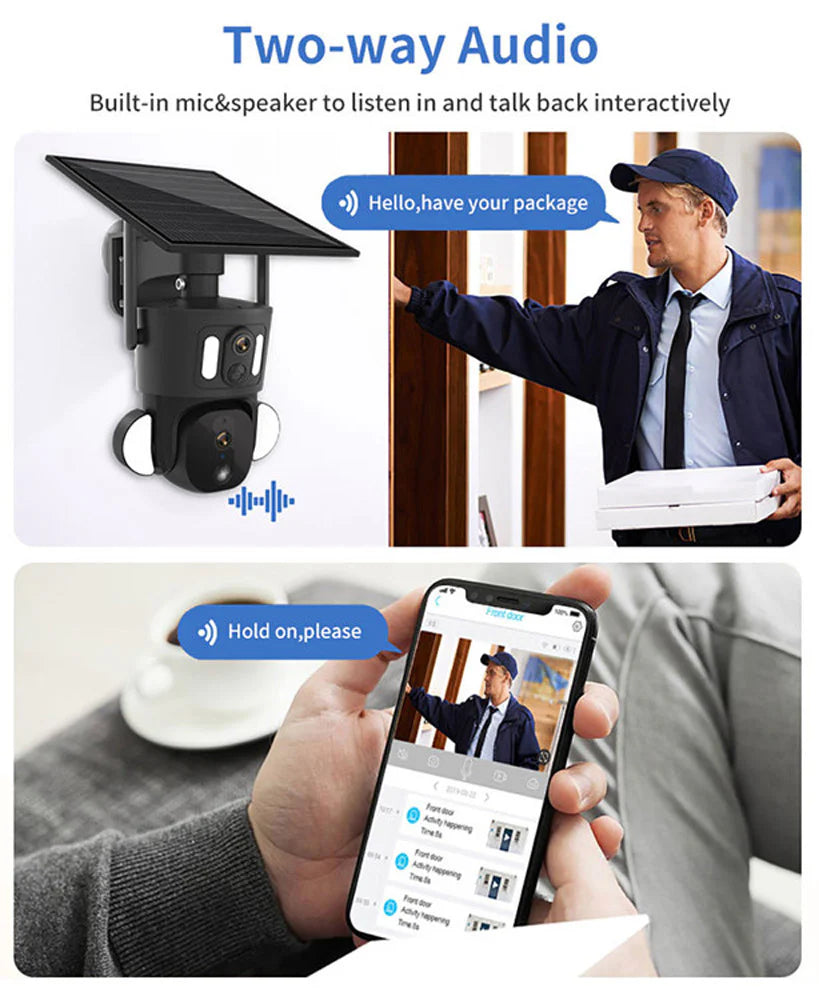 RBX-SD320 Solar PTZ Wireless Camera | 8MP, 1080P, 355° PTZ, IR Night Vision, Two-Way Audio, Human Body Induction, Waterproof - Tazeet.com