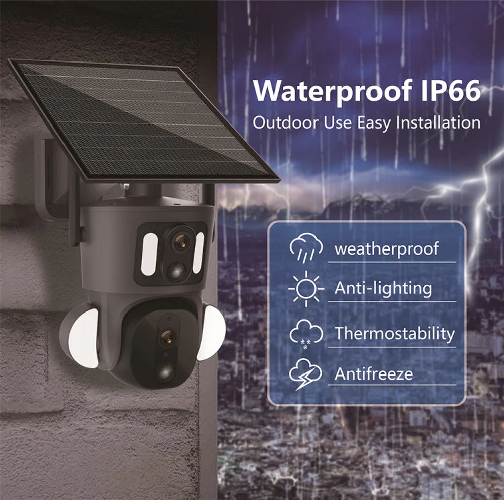 RBX-SD320 Solar PTZ Wireless Camera | 8MP, 1080P, 355° PTZ, IR Night Vision, Two-Way Audio, Human Body Induction, Waterproof - Tazeet.com