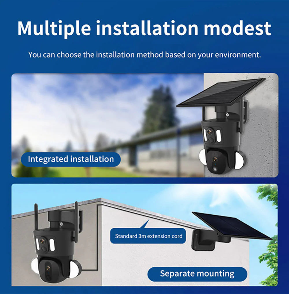 RBX-SD320 Solar PTZ Wireless Camera | 8MP, 1080P, 355° PTZ, IR Night Vision, Two-Way Audio, Human Body Induction, Waterproof - Tazeet.com