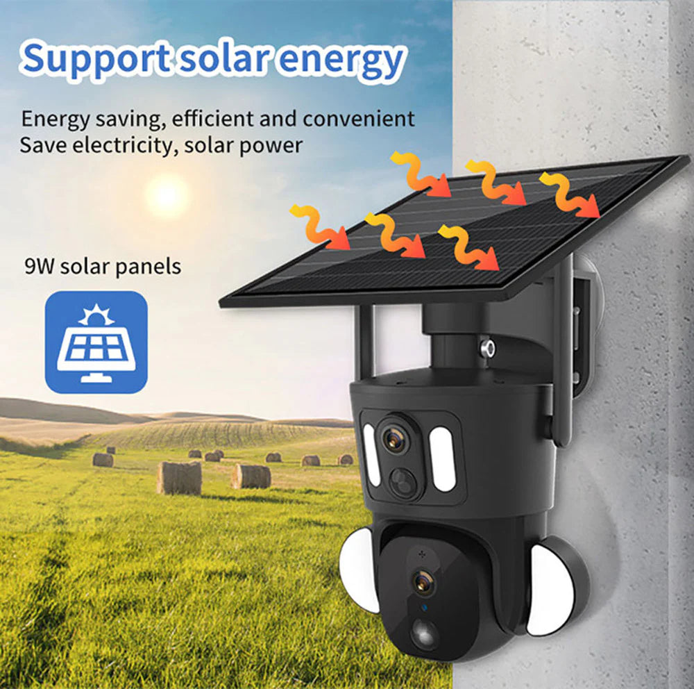 RBX-SD320 Solar PTZ Wireless Camera | 8MP, 1080P, 355° PTZ, IR Night Vision, Two-Way Audio, Human Body Induction, Waterproof - Tazeet.com