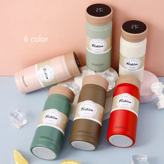 Smart Screen Stainless Steel Travel Mug - Portable Tea & Coffee Thermos Cup with LED Temperature Display | 24H Hot & Cold Insulation | Medical Grade 316 Stainless Steel | Leak-Proof Vacuum Bottle - Tazeet.com