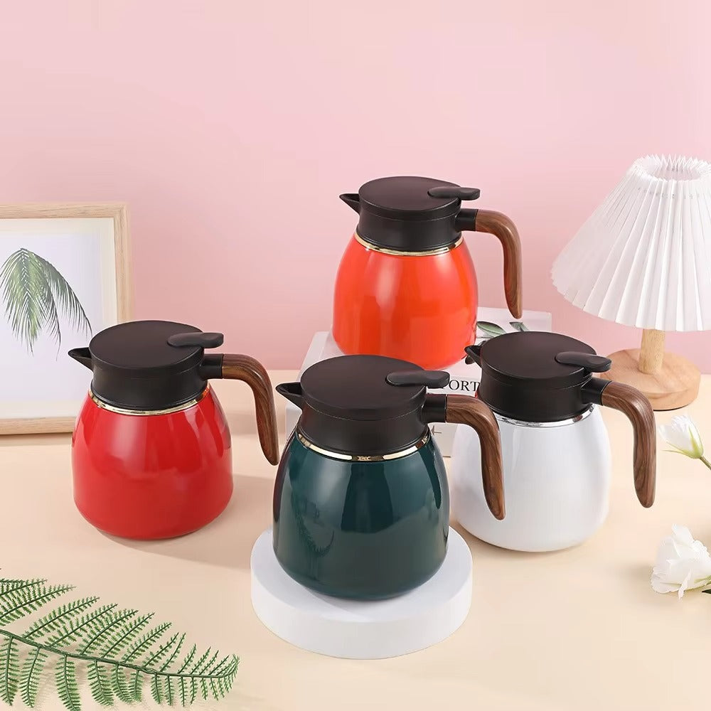 Tazeet Thermal Coffee & Tea Carafe – 37oz/1.1L & 27oz/800ml – Vacuum Insulated Beverage Dispenser with Ceramic Liner, Temperature Display, Leakproof Lid – Hot & Cold Drink Thermos (White, Black, Green, Red)