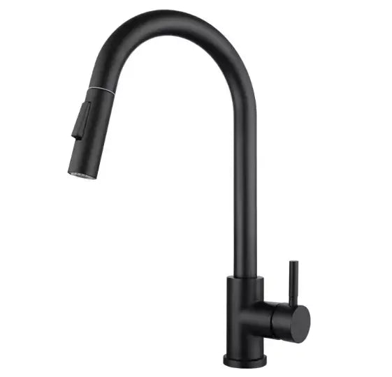 Kitchen Faucet with Pull-Down Sprayer, Brushed Nickel Kitchen Sink Mixer Tap, 2 Water Modes, 360° Rotating, Stainless Steel Single Handle Faucet - Tazeet.com