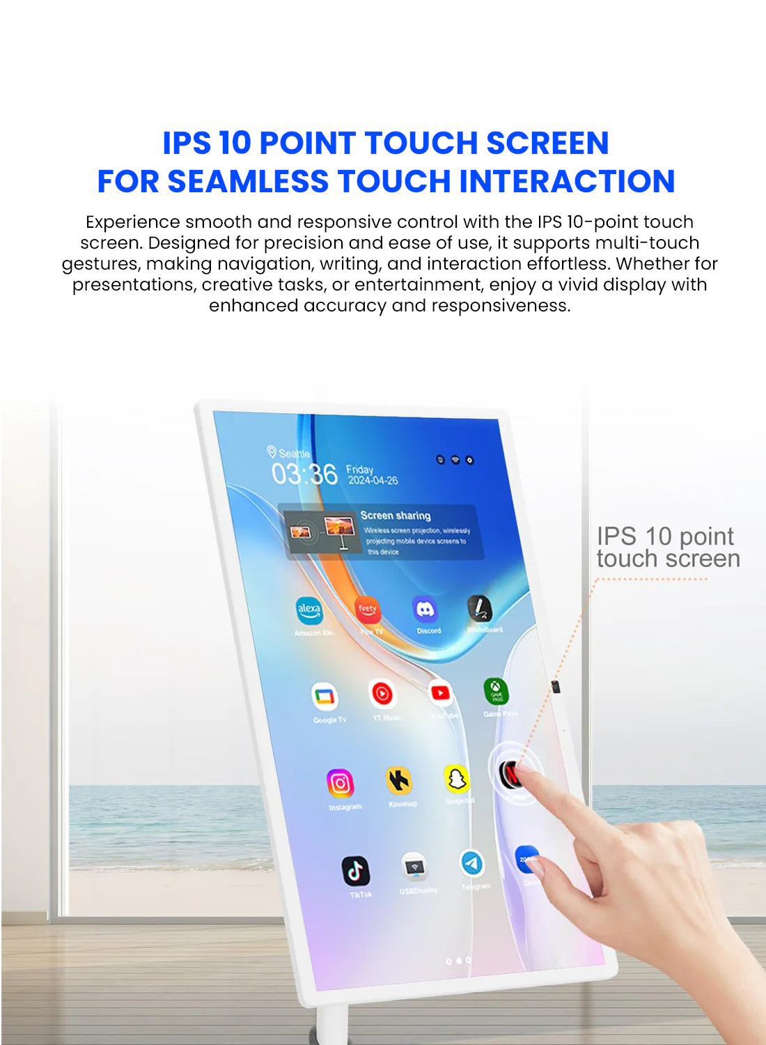 TX32-1 32-Inch Mobile Display – Wheeled Touchscreen Monitor, 1080p, 145000mAh, Android 12 - image 6