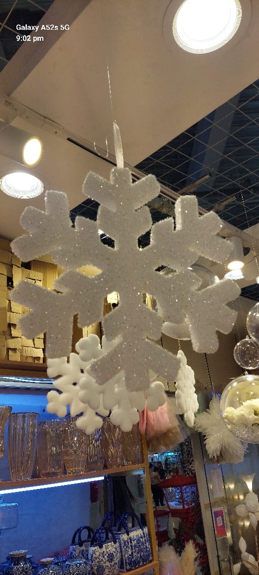 Sparkling White Glitter Snowflakes – Christmas Foam Snowflake Ornaments for Holiday Decorations UAE - Tazeet.com