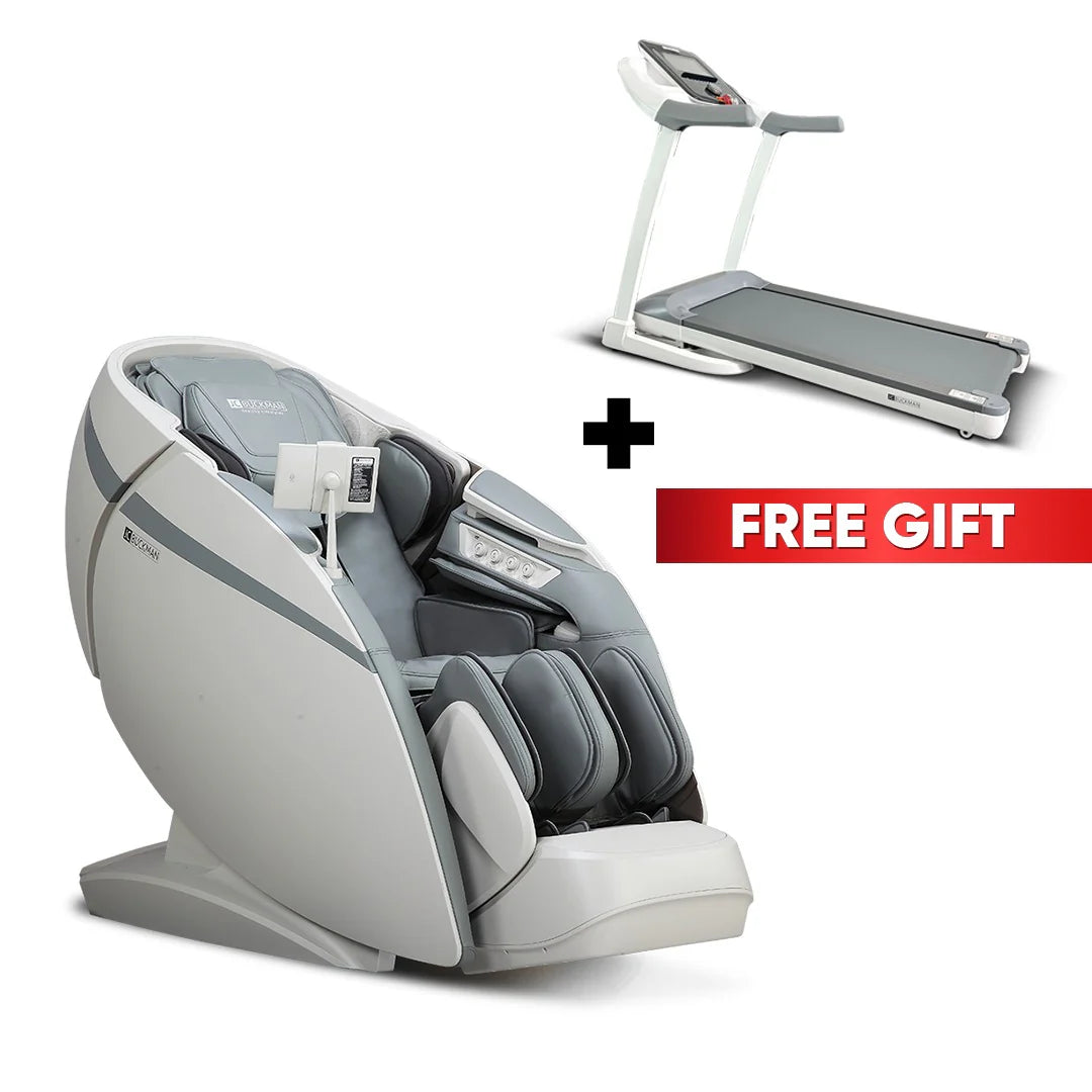 JC Buckman GloryUs Massage Chair with Free Smart Sprint Treadmill - Premium Full Body 4D & 3D Recliner with Yoga Stretch & Footrest Extension - Tazeet.com