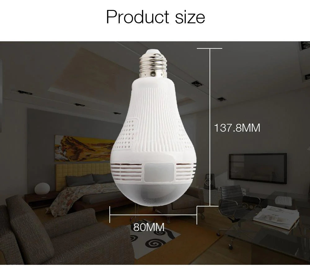 Panoramic Wide Bulb Camera B13-I-V2 | 1.3MP | 960P HD Resolution | 360° View | Motion Detection | Two-way Audio | Wi-Fi | App Connectivity - Tazeet.com