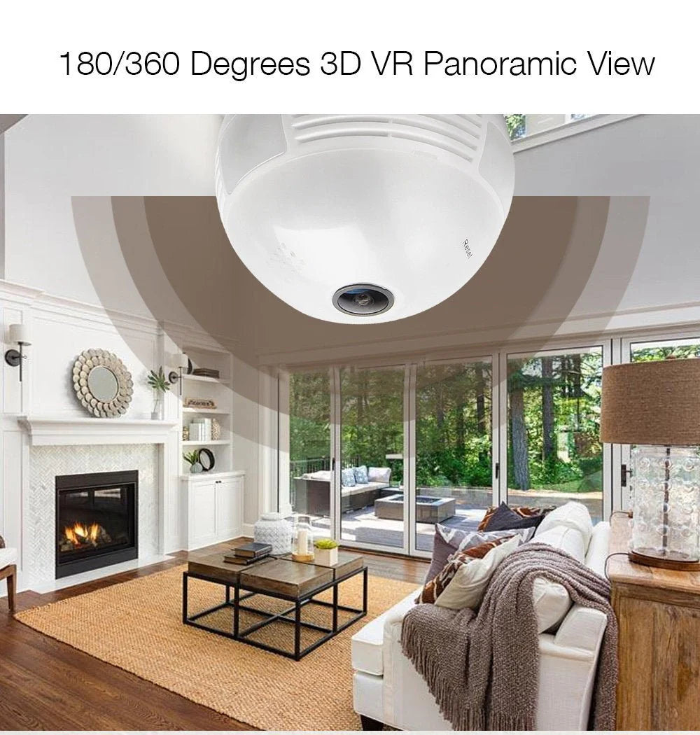 Panoramic Wide Bulb Camera B13-I-V2 | 1.3MP | 960P HD Resolution | 360° View | Motion Detection | Two-way Audio | Wi-Fi | App Connectivity - Tazeet.com